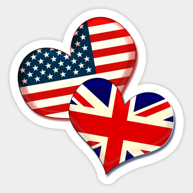 USA and UK hearts Sticker by Gaspar Avila